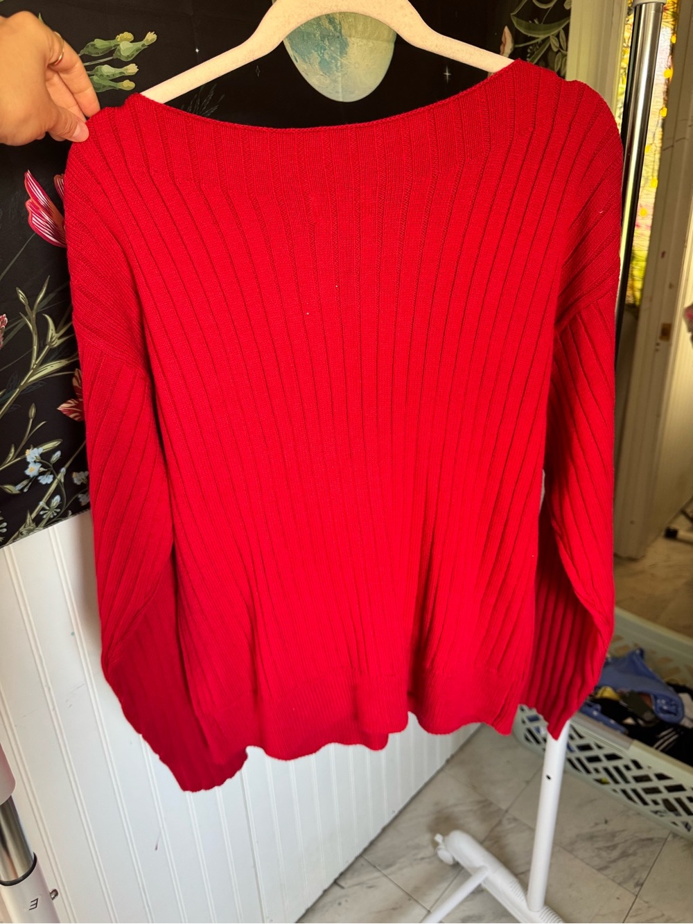 Universal Thread Red Ribbed Scoop-Neck Sweater - Picture 3 of 4